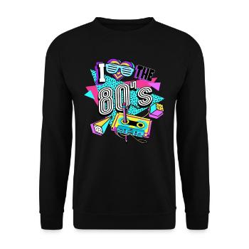 Années 80 J’aime Les années 80 - Sweat-shirt Unisexe - noir - Devant - Alina (178cm) & Michal (187cm)