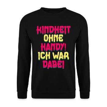 80er Jahre Kinderheit Ohne Handy - Unisex Pullover - Schwarz - Vorne - Alina (178cm) & Michal (187cm)