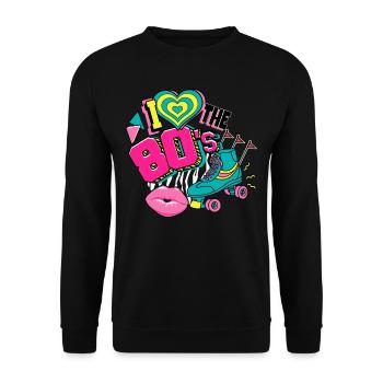 Années 80 J’aime Les années 80 - Sweat-shirt Unisexe - noir - Devant - Alina (178cm) & Michal (187cm)