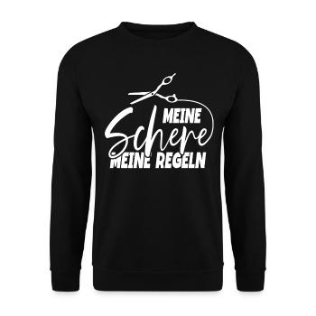 Meine Schere Meine Regeln Friseurin - Unisex Pullover - Schwarz - Vorne - Alina (178cm) & Michal (187cm)