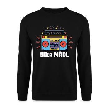 90er Jahre Mädl Mädchen Frauen - Unisex Pullover - Schwarz - Vorne - Alina (178cm) & Michal (187cm)