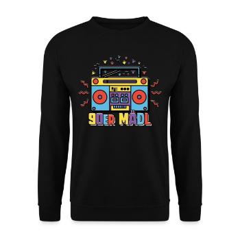 90er Jahre Mädl Mädchen Frauen - Unisex Pullover - Schwarz - Vorne - Alina (178cm) & Michal (187cm)