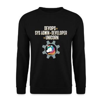 Développeur Sys-Admin Devops Engineer Unicorn - Sweat-shirt Unisexe - noir - Devant - Alina (178cm) & Michal (187cm)