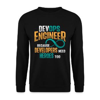 Sys-Admin Developer Devops Engineer - Unisex Sweatshirt - black - Front - Alina (178cm) & Michal (187cm)