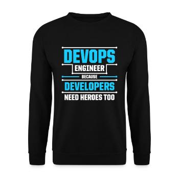 Sys-Admin Developer Devops Engineer - Unisex Sweatshirt - black - Front - Alina (178cm) & Michal (187cm)