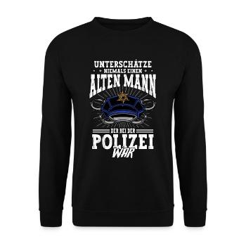 Polizist Polizei Rente Pension - Unisex Pullover - Schwarz - Vorne - Alina (178cm) & Michal (187cm)