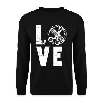Love Friseurin - Unisex Pullover - Schwarz - Vorne - Alina (178cm) & Michal (187cm)