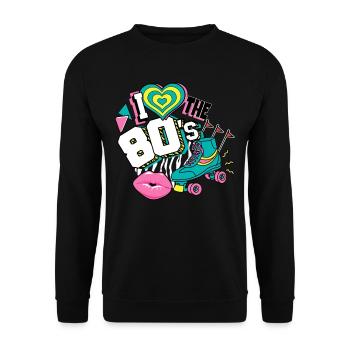 Années 80 J’aime Les années 80 - Sweat-shirt Unisexe - noir - Devant - Alina (178cm) & Michal (187cm)