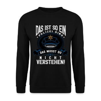 Polizist Polizei - Unisex Pullover - Schwarz - Vorne - Alina (178cm) & Michal (187cm)
