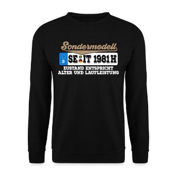 1981 Kennzeichen Geburtstag - Unisex Pullover - Schwarz - Vorne - Alina (178cm) & Michal (187cm)