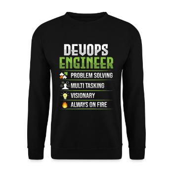 Développeur Devops Sys-Admin - Sweat-shirt Unisexe - noir - Devant - Alina (178cm) & Michal (187cm)