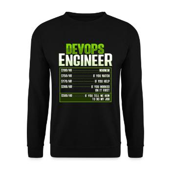 Développeur Devops Sys-Admin - Sweat-shirt Unisexe - noir - Devant - Alina (178cm) & Michal (187cm)