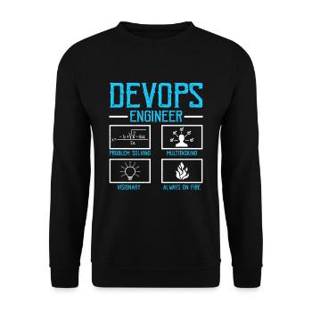 Développeur Devops Sys-Admin - Sweat-shirt Unisexe - noir - Devant - Alina (178cm) & Michal (187cm)