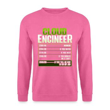 Sys Admin and Developer Cloud Devops Engineer - Unisex Sweatshirt - pink - Front