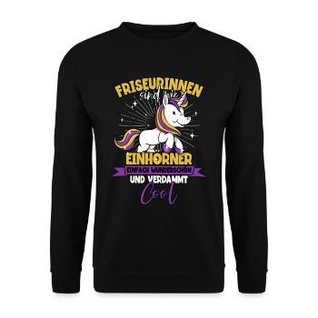 Friseurin - Unisex Pullover - Schwarz - Vorne - Alina (178cm) & Michal (187cm)