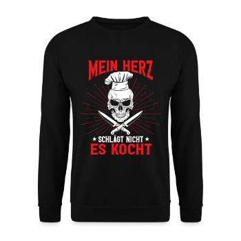Mein Herz Schlägt Nicht Es Kocht Koch - Unisex Pullover - Schwarz - Vorne - Alina (178cm) & Michal (187cm)