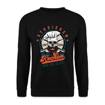 Studieren Kann Jeder Kochen Koch - Unisex Pullover - Schwarz - Vorne - Alina (178cm) & Michal (187cm)