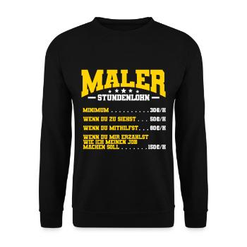 Maler Stundenlohn - Unisex Pullover - Schwarz - Vorne - Alina (178cm) & Michal (187cm)