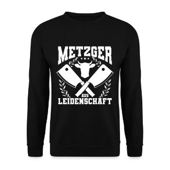 Fleischer Metzger - Unisex Pullover - Schwarz - Vorne - Alina (178cm) & Michal (187cm)