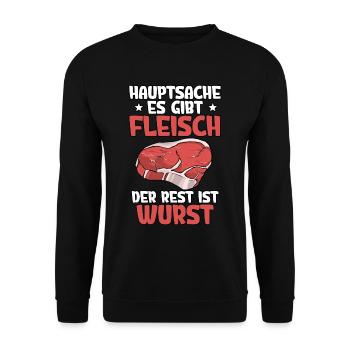 Fleischer Metzger - Unisex Pullover - Schwarz - Vorne - Alina (178cm) & Michal (187cm)