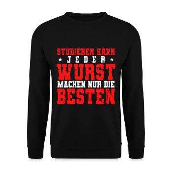 Fleischer Metzger - Unisex Pullover - Schwarz - Vorne - Alina (178cm) & Michal (187cm)