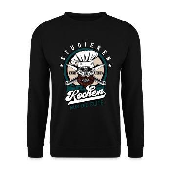 Studieren Kann Jeder Kochen Koch - Unisex Pullover - Schwarz - Vorne - Alina (178cm) & Michal (187cm)