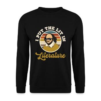 I put the lit in literature Shakespeare - Unisex Pullover - Schwarz - Vorne - Alina (178cm) & Michal (187cm)