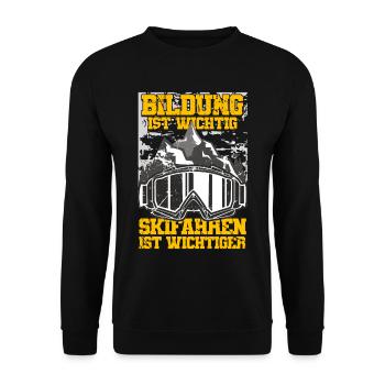 Bildung Ist Wichtig Skifahren Ist Wichtiger - Unisex Pullover - Schwarz - Vorne - Alina (178cm) & Michal (187cm)