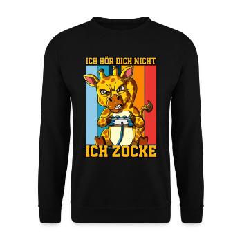 Zocken Gaming Ich Höre Dich Nicht Ich Zocke - Unisex Pullover - Schwarz - Vorne - Alina (178cm) & Michal (187cm)