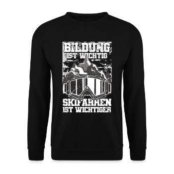Bildung Ist Wichtig Skifahren Ist Wichtiger - Unisex Pullover - Schwarz - Vorne - Alina (178cm) & Michal (187cm)