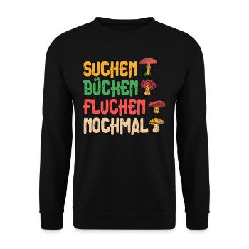 Pilzsammler Pilz Sucher - Unisex Pullover - Schwarz - Vorne - Alina (178cm) & Michal (187cm)