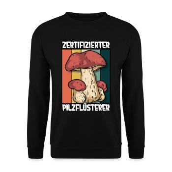 Pilzsammler Pilz Sucher - Unisex Pullover - Schwarz - Vorne - Alina (178cm) & Michal (187cm)