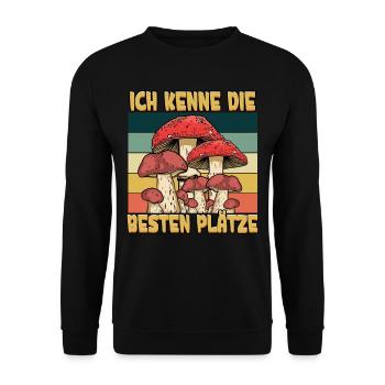 Pilzsammler Pilz Sucher - Unisex Pullover - Schwarz - Vorne - Alina (178cm) & Michal (187cm)