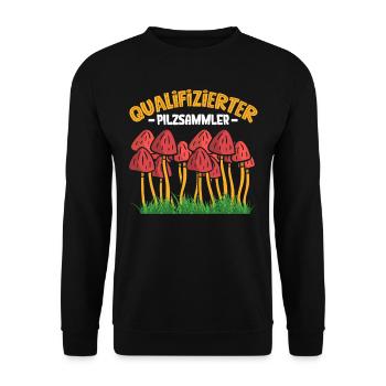 Pilzsammler Pilz Sucher - Unisex Pullover - Schwarz - Vorne - Alina (178cm) & Michal (187cm)