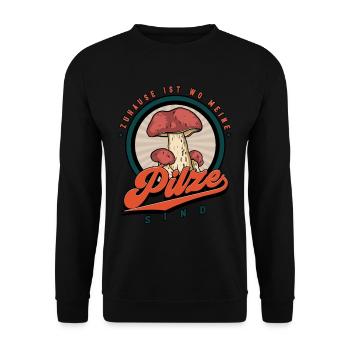 Pilzsammler Pilz Sucher - Unisex Pullover - Schwarz - Vorne - Alina (178cm) & Michal (187cm)