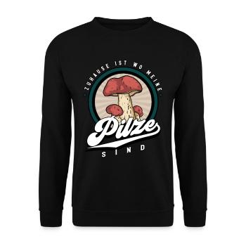 Pilzsammler Pilz Sucher - Unisex Pullover - Schwarz - Vorne - Alina (178cm) & Michal (187cm)
