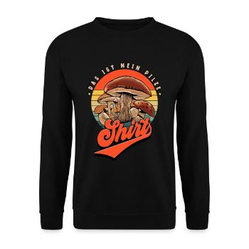 Pilz Glücksbringer Pilzsammler Pilz Sucher - Unisex Pullover - Schwarz - Vorne - Alina (178cm) & Michal (187cm)