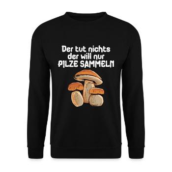 Pilzsammler Pilz Sucher - Unisex Pullover - Schwarz - Vorne - Alina (178cm) & Michal (187cm)