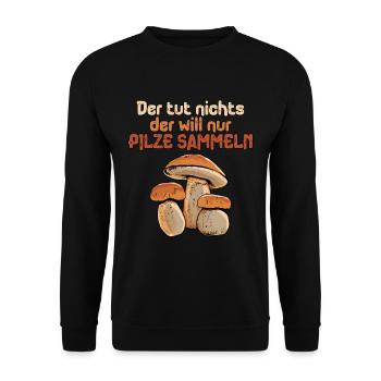 Pilzsammler Pilz Sucher - Unisex Pullover - Schwarz - Vorne - Alina (178cm) & Michal (187cm)