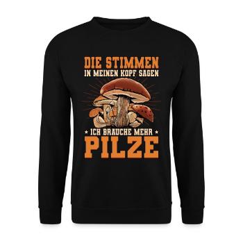 Pilzsammler Pilz Sucher - Unisex Pullover - Schwarz - Vorne - Alina (178cm) & Michal (187cm)