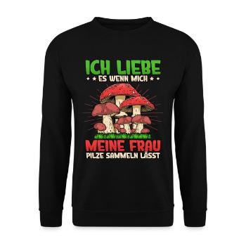 Pilzsammler Pilz Sucher - Unisex Pullover - Schwarz - Vorne - Alina (178cm) & Michal (187cm)