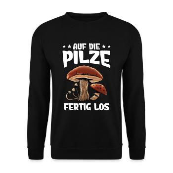 Pilzsammler Pilz Sucher - Unisex Pullover - Schwarz - Vorne - Alina (178cm) & Michal (187cm)