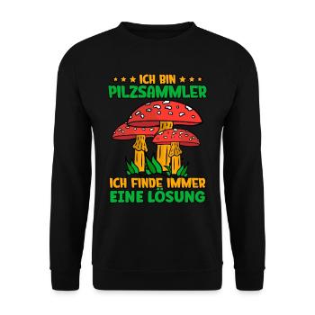 Pilzsammler Pilz Sucher - Unisex Pullover - Schwarz - Vorne - Alina (178cm) & Michal (187cm)