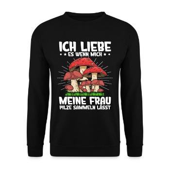 Pilzsammler Pilz Sucher - Unisex Pullover - Schwarz - Vorne - Alina (178cm) & Michal (187cm)