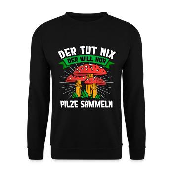 Pilzsammler Pilz Sucher - Unisex Pullover - Schwarz - Vorne - Alina (178cm) & Michal (187cm)