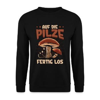 Pilzsammler Pilz Sucher - Unisex Pullover - Schwarz - Vorne - Alina (178cm) & Michal (187cm)