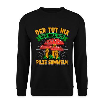 Pilzsammler Pilz Sucher - Unisex Pullover - Schwarz - Vorne - Alina (178cm) & Michal (187cm)