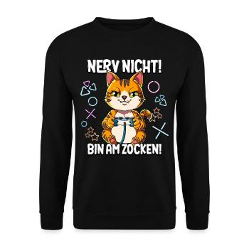 Zocken Gaming Nerv Nicht Bin Am Zocken - Unisex Pullover - Schwarz - Vorne - Alina (178cm) & Michal (187cm)