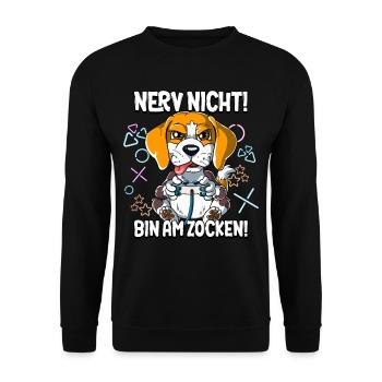 Zocken Gaming Nerv Nicht Bin Am Zocken - Unisex Pullover - Schwarz - Vorne - Alina (178cm) & Michal (187cm)