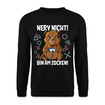 Zocken Gaming Nerv Nicht Bin Am Zocken - Unisex Pullover - Schwarz - Vorne - Alina (178cm) & Michal (187cm)